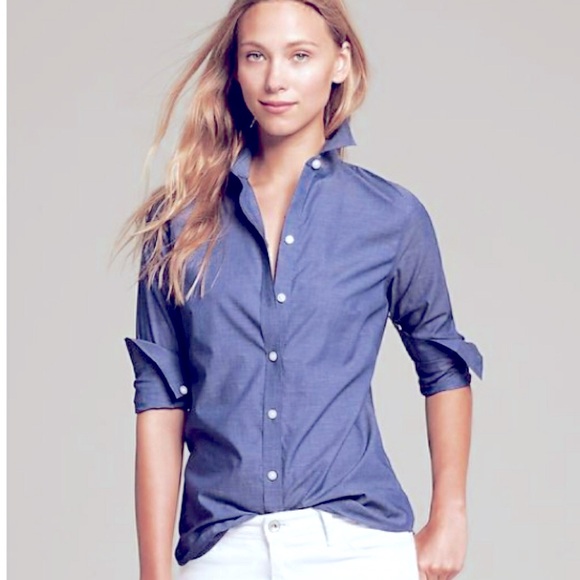 🆕 Banana Republic Chambray Long Sleeve Button Down Shirt (Linen/Cotton) NWT - Picture 6 of 7